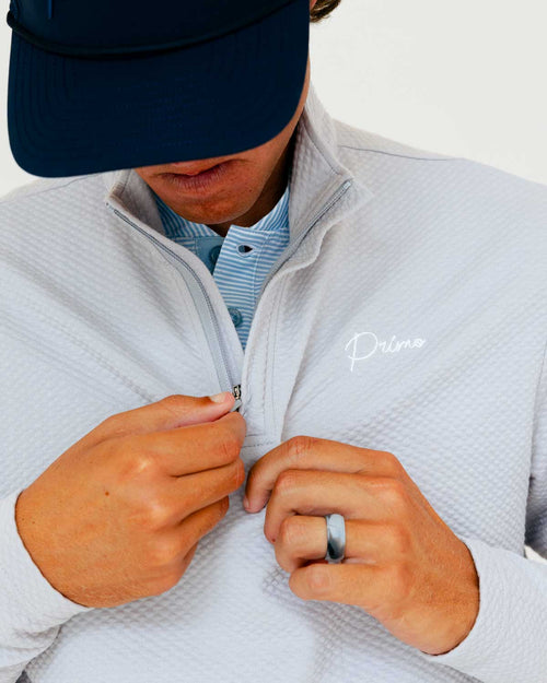 Grant Horvat Essentials Light Gray Classic Waffle Quarter Zip