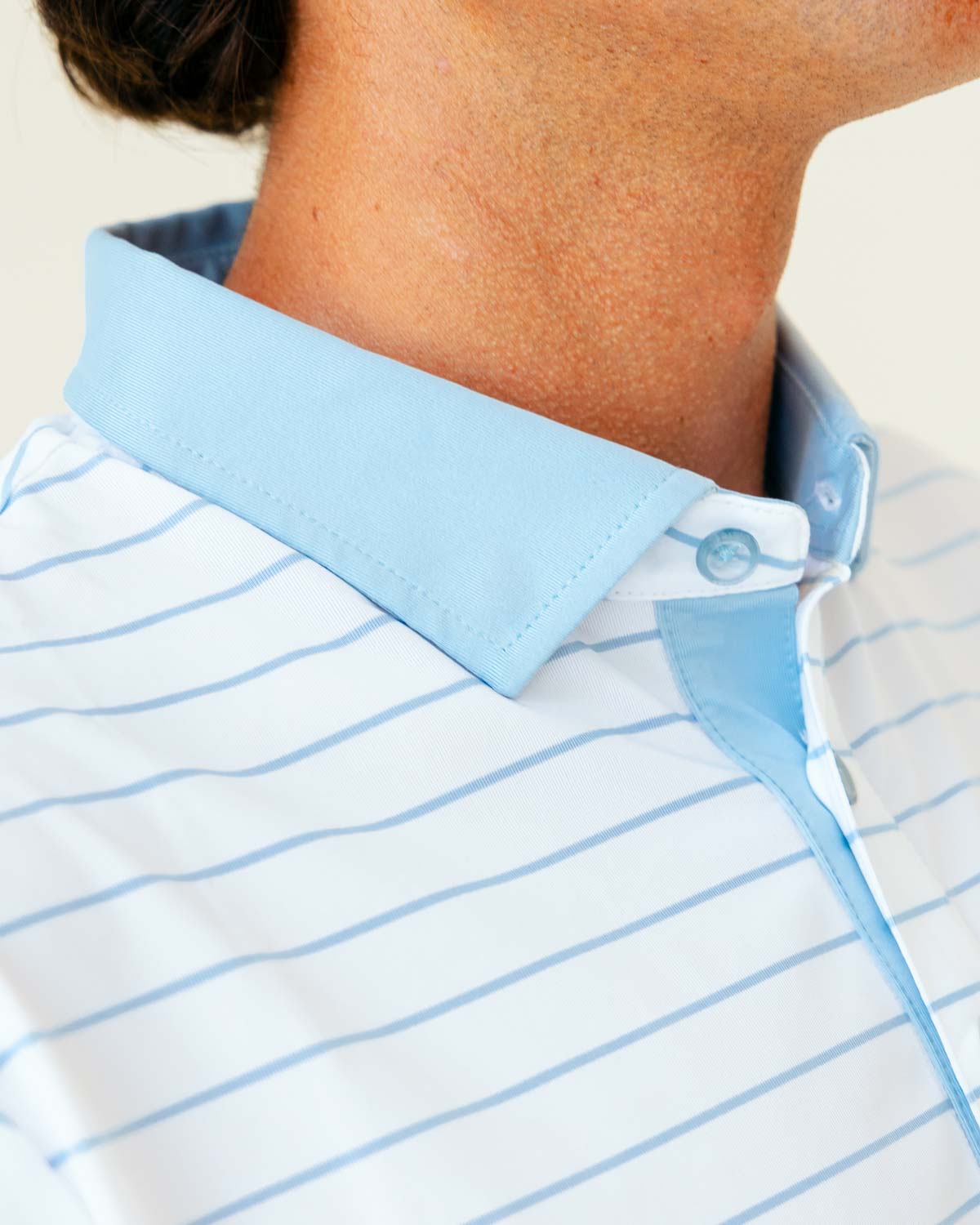 Grant Horvat Essentials Light Blue Stripes Classic Polo