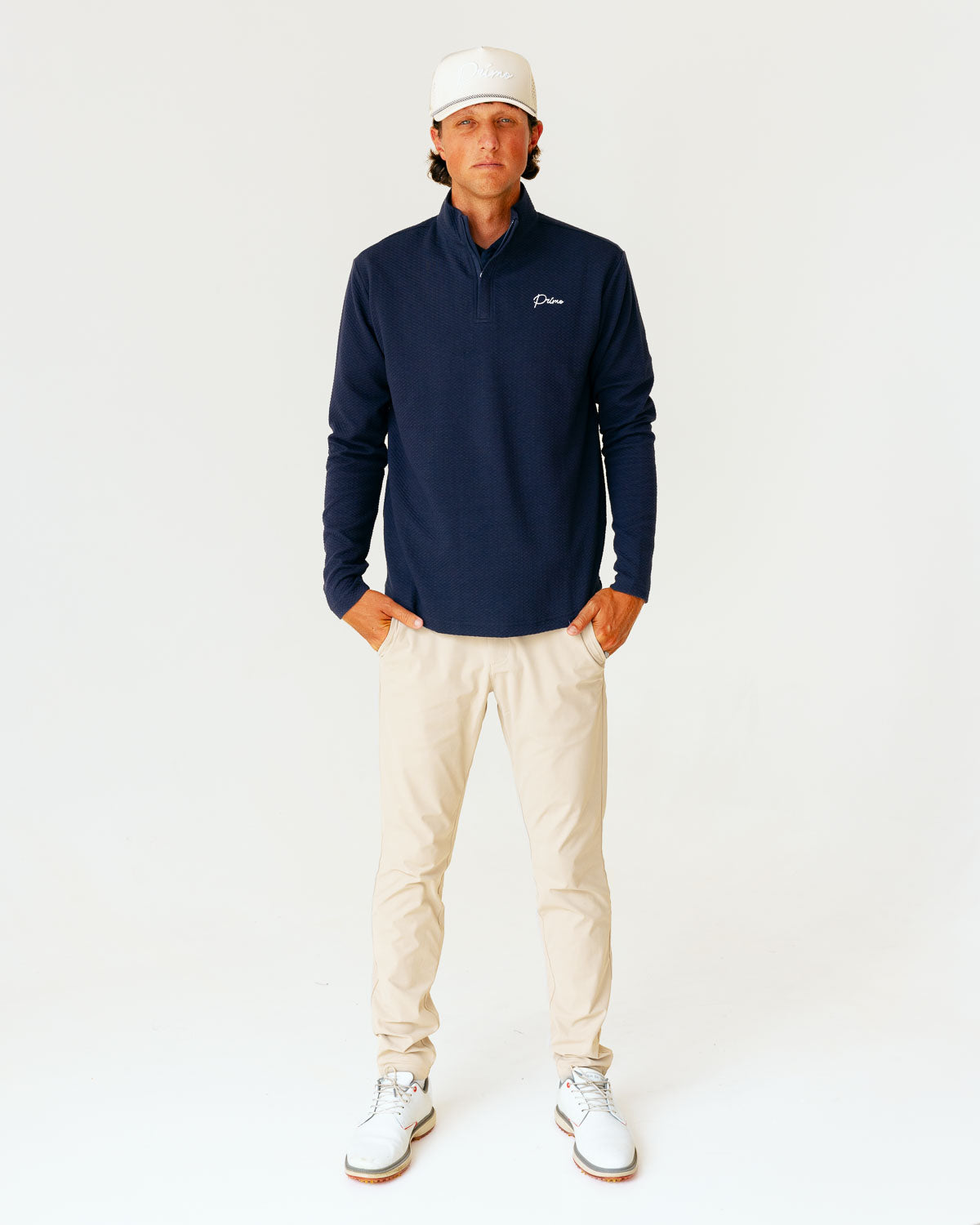 Grant Horvat Essentials Navy Waffle Quarter Zip – Primo Golf Apparel