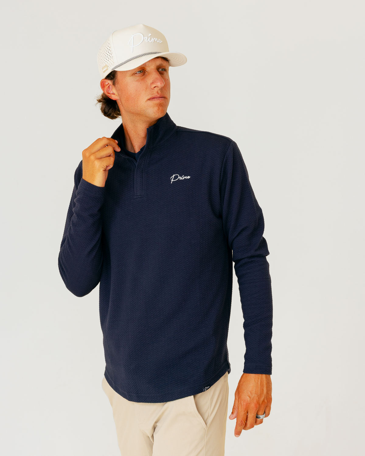 Grant Horvat Essentials Waffle Quarter Zip - Navy