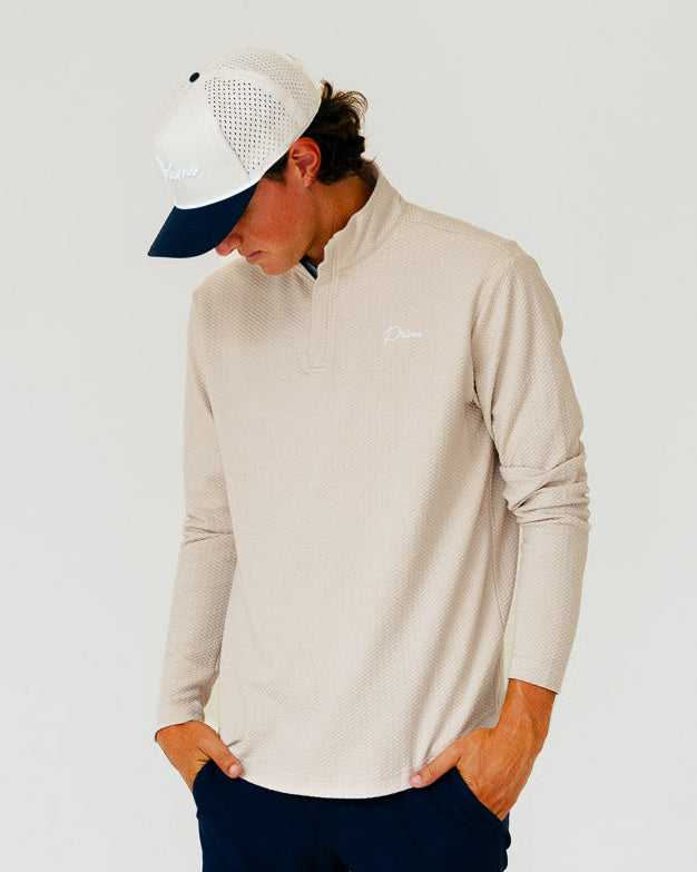 Grant Horvat Essentials Waffle Quarter Zip - Sand