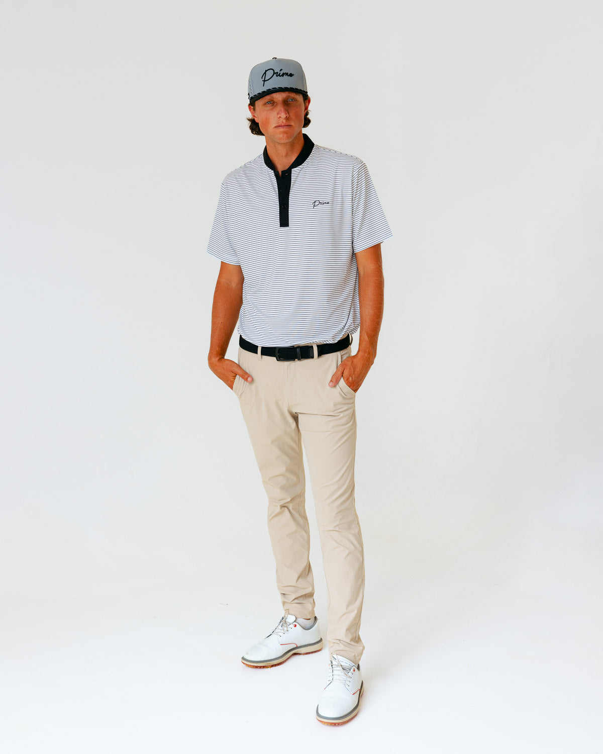Grant Horvat Essentials White & Black Stripes Blade Polo