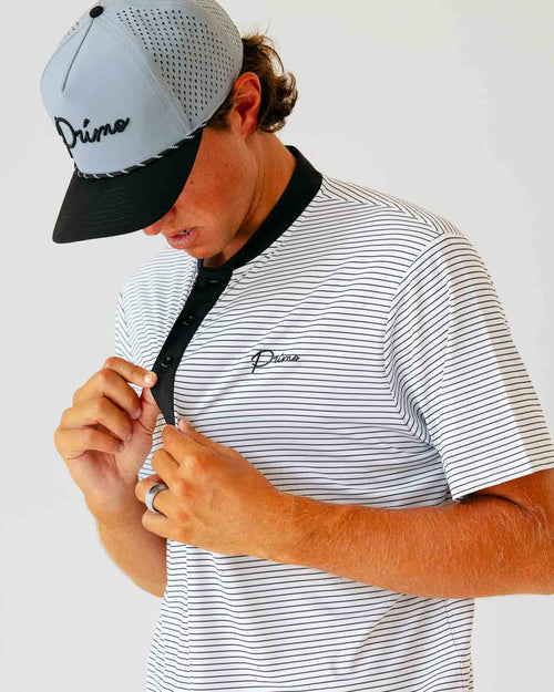 Grant Horvat Essentials White & Black Stripes Blade Polo