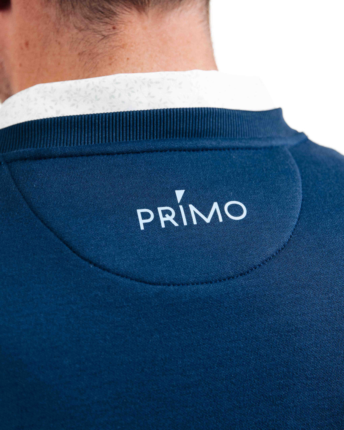 Grant Horvat Crew Neck Sweater Primo wordmark on back neck