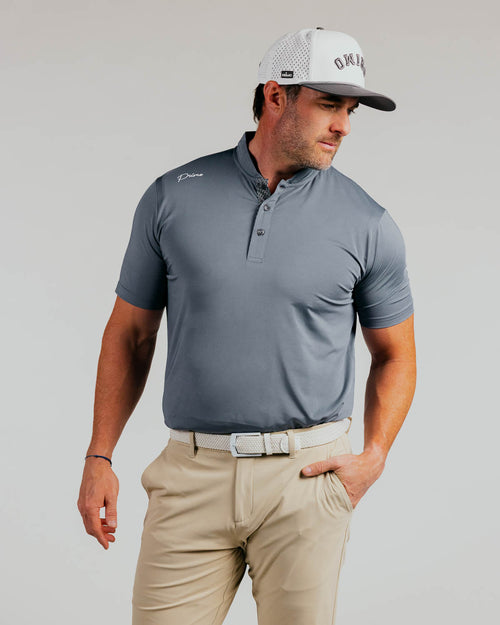 Gray Cursive Blade Polo