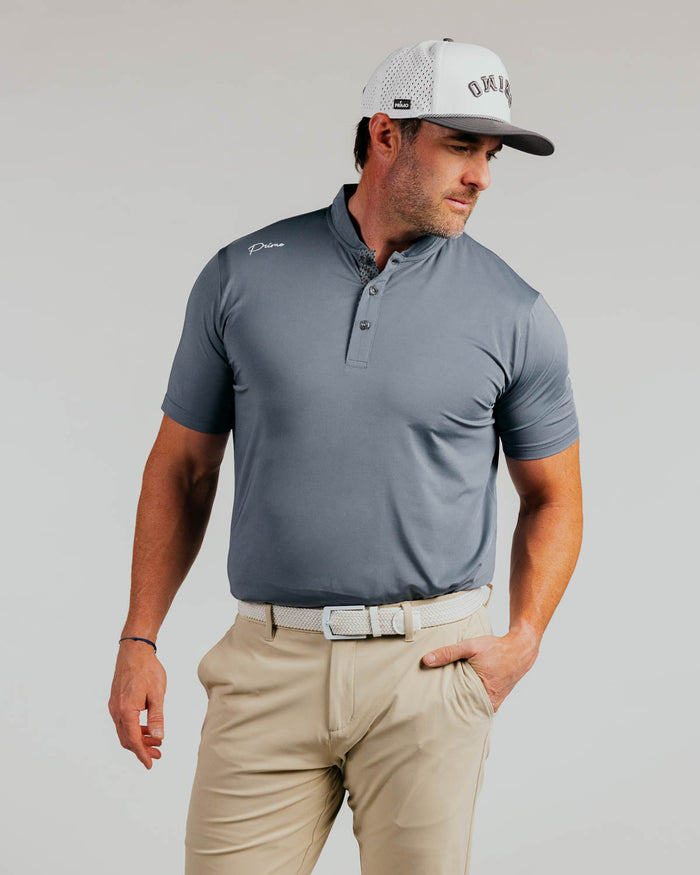 Gray Cursive Blade Polo