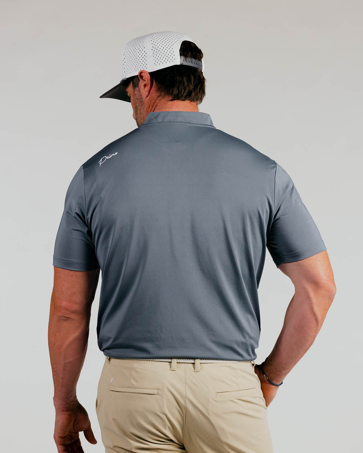 Gray Cursive Blade Polo