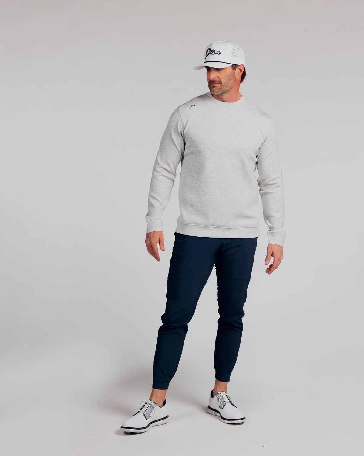 Heather Gray Cursive Golf Crew Neck