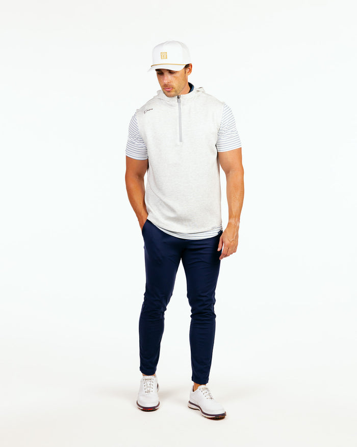 Light Gray Heather Hooded Quarter Zip Vest