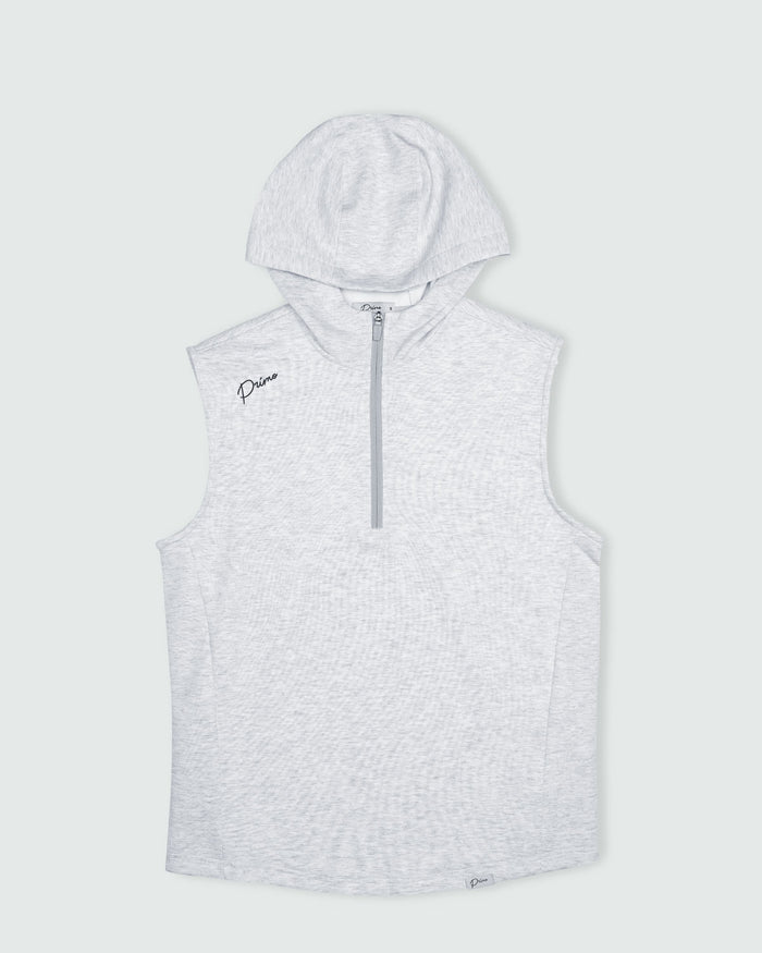 Light Gray Heather Hooded Quarter Zip Vest