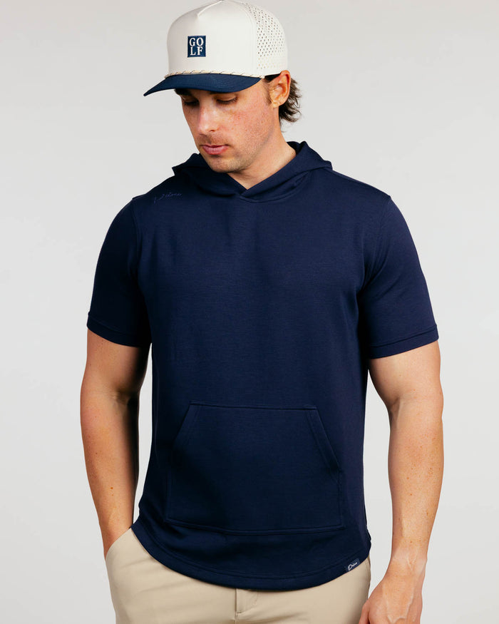Navy Heather Short Sleeve Recovery Hoodie