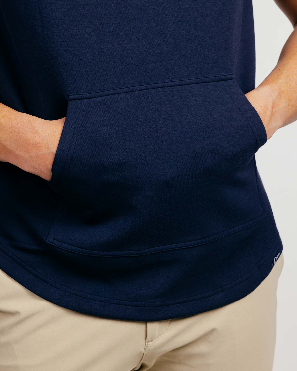 Navy Heather Short Sleeve Recovery Hoodie