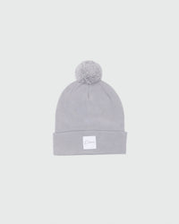 Men’s Cursive Pom Pom Beanie - Light Gray 