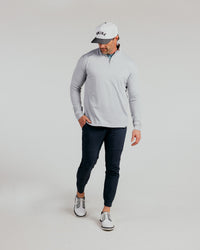 Primo Golf Quarter Zip - Light Gray Cursive