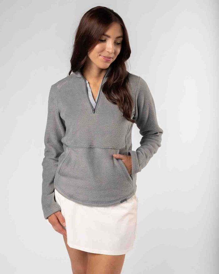 Women's Light Gray Polar Fleece Q Zip