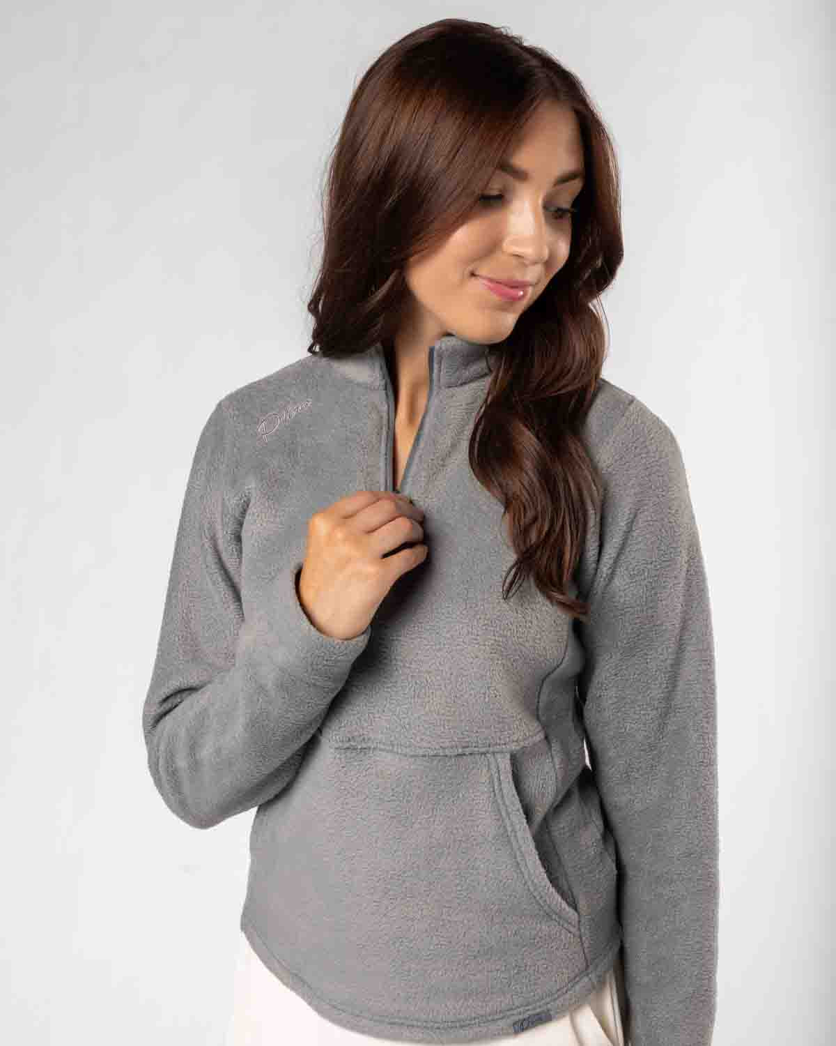 Women's Light Gray Polar Fleece Q Zip