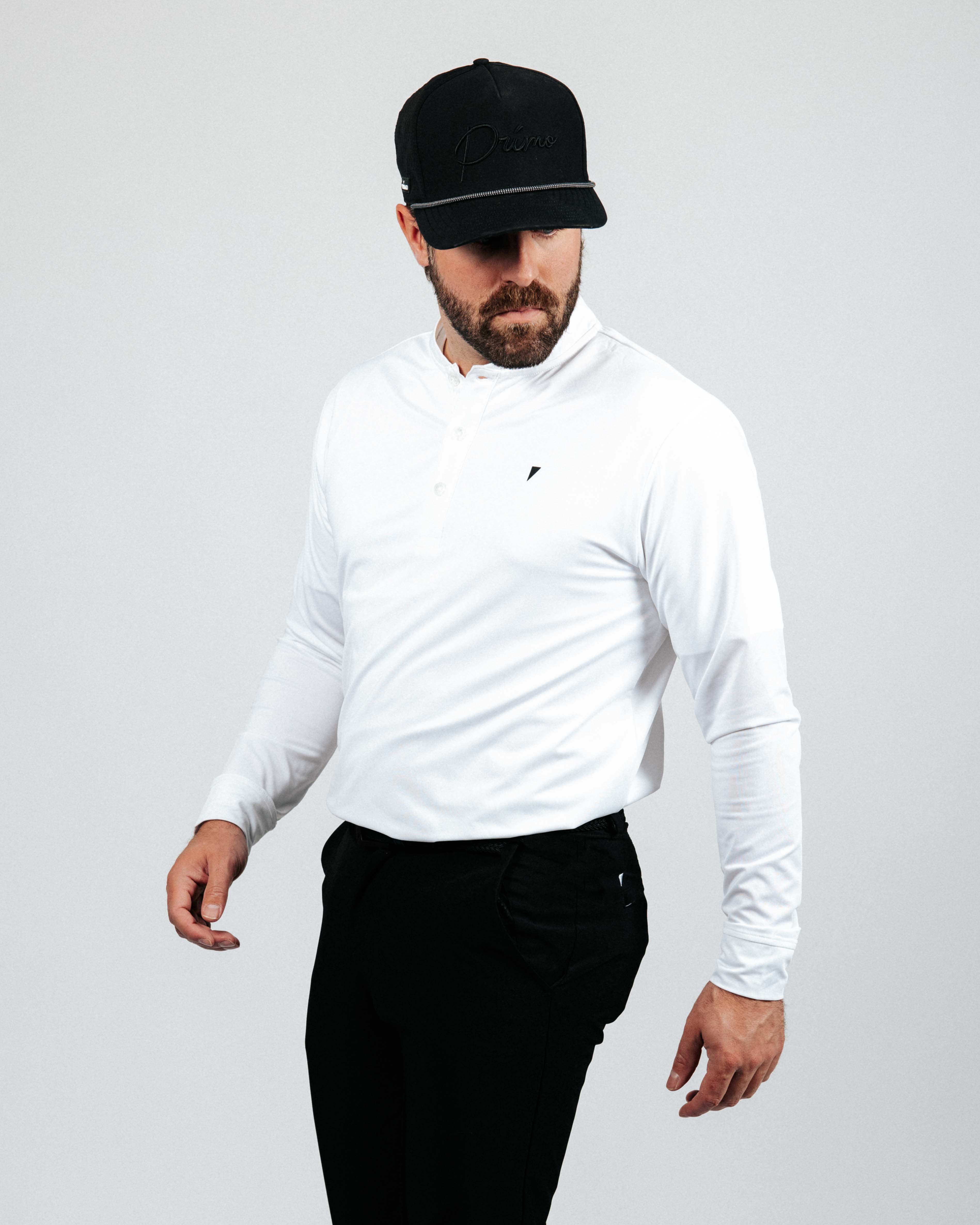 White Long Sleeve Blade Polo – Primo Golf Apparel