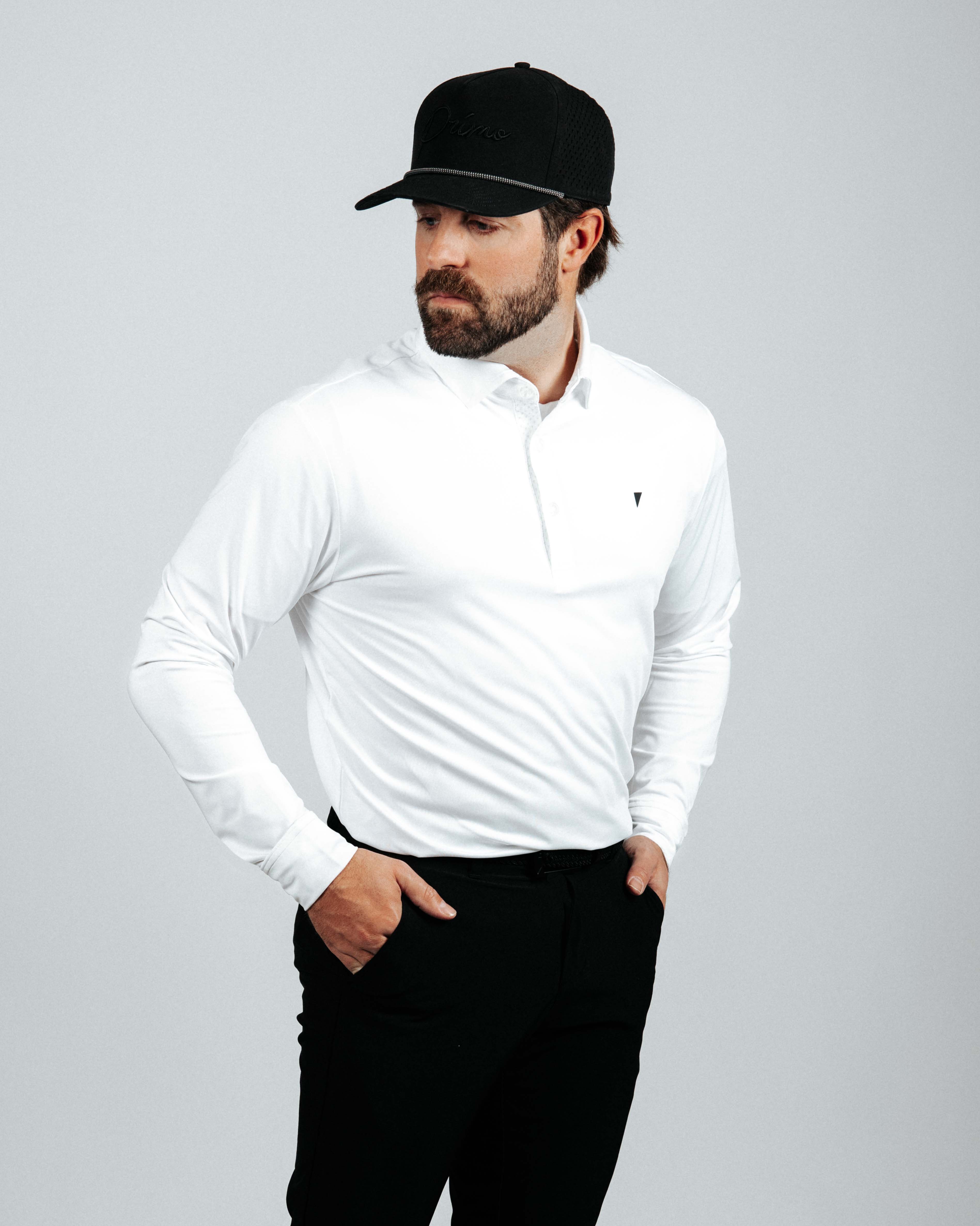 White Long Sleeve Classic Polo – Primo Golf Apparel