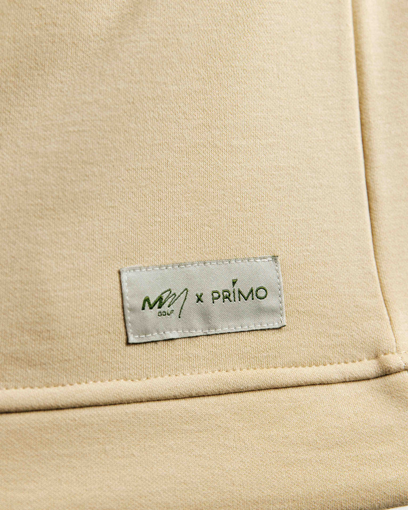 Micah Morris Crew Neck Sweater Tag saying MM Golf x Primo