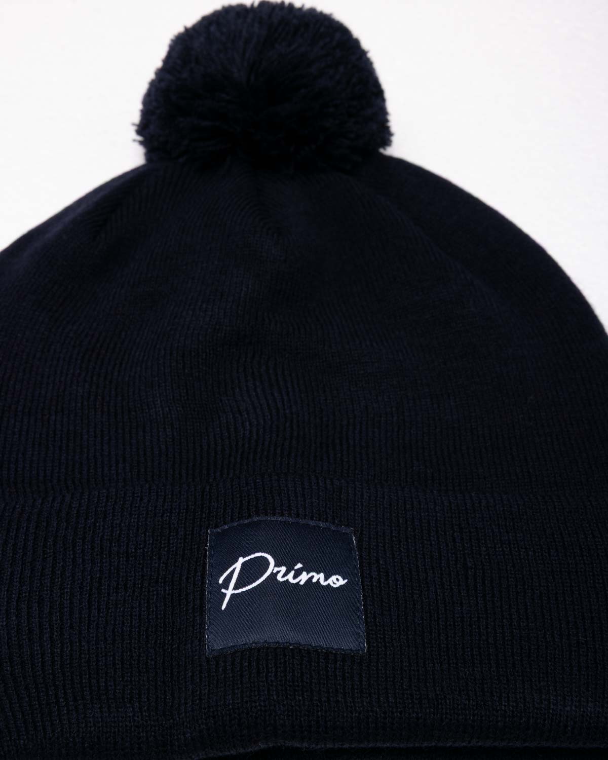 Navy Cursive Pom Pom Beanie