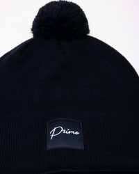 Navy Cursive Pom Pom Beanie