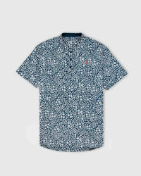 Navy Microfloral Blade Collar Polo