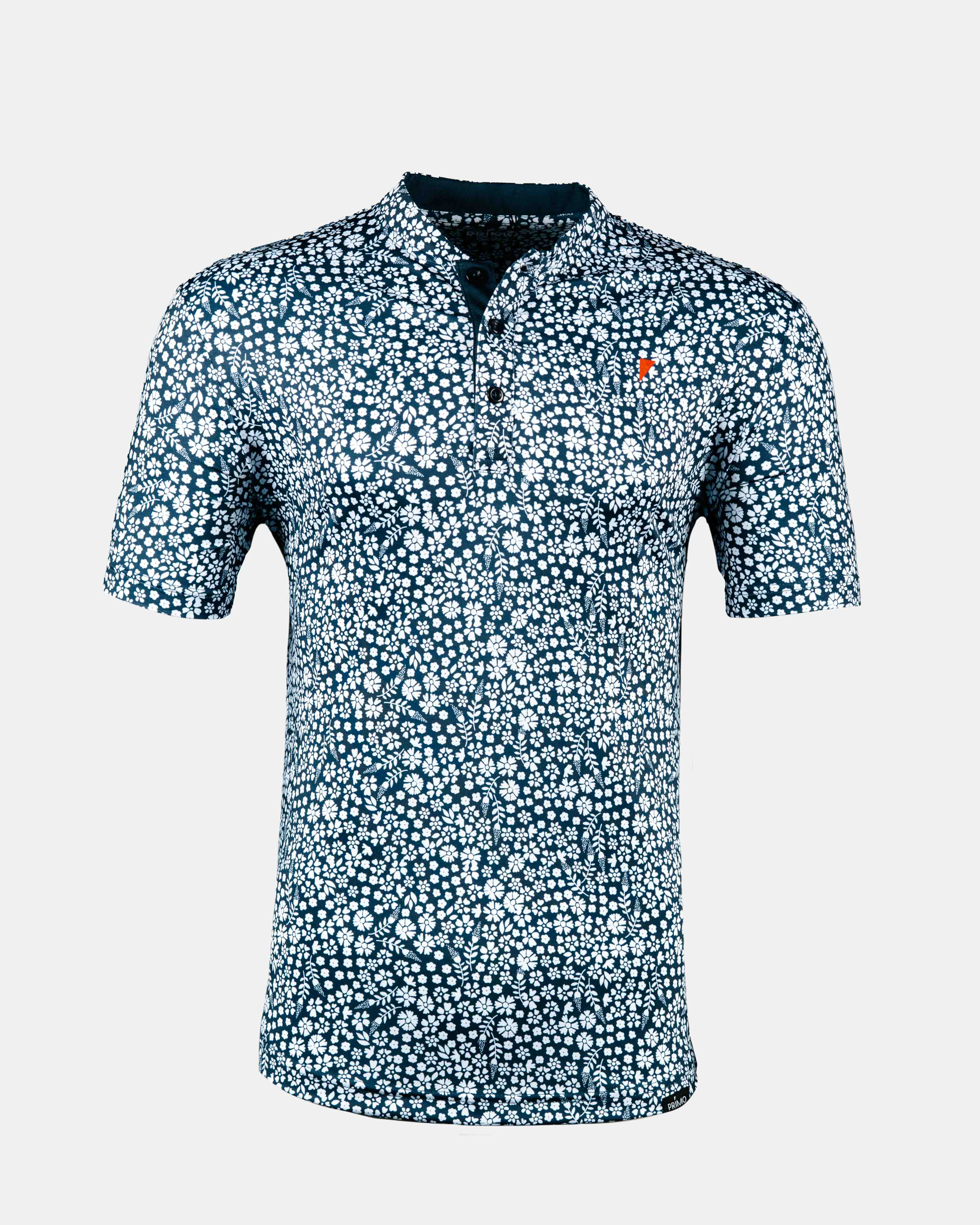 Navy Microfloral Blade Collar Polo – Primo Golf Apparel