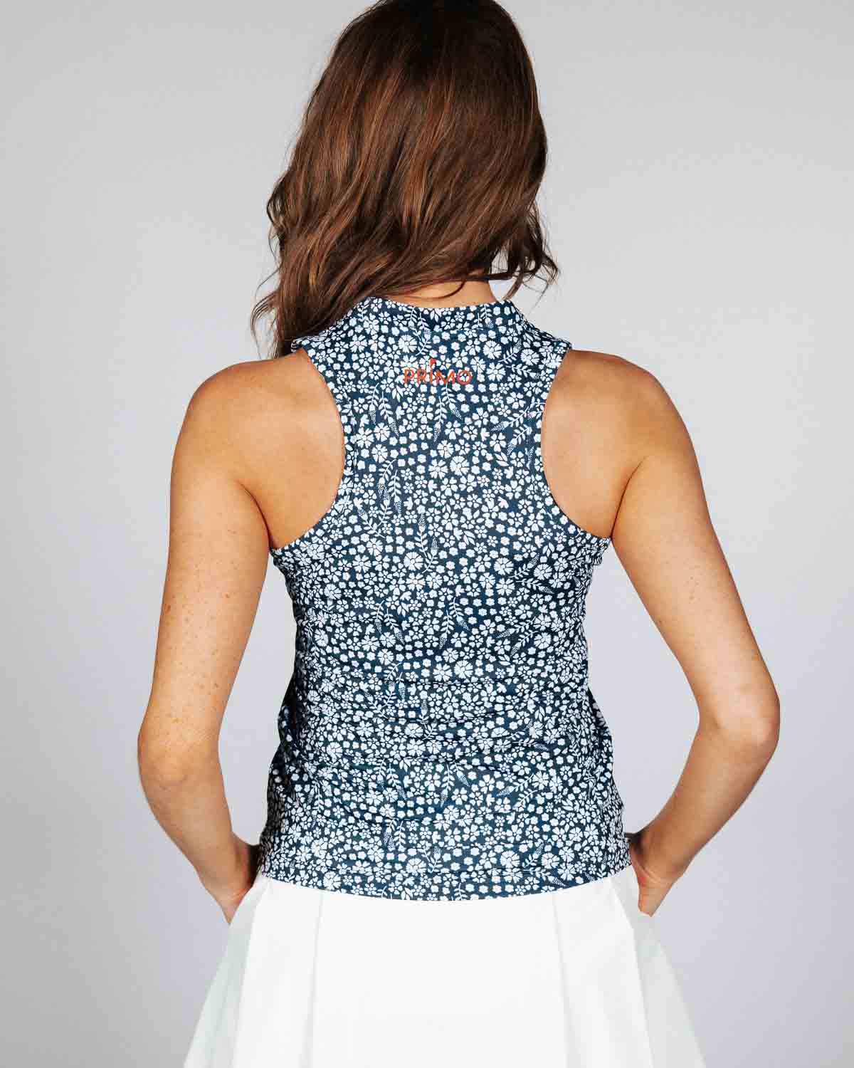 Women's Navy Microfloral Sleeveless Polo – Primo Golf Apparel