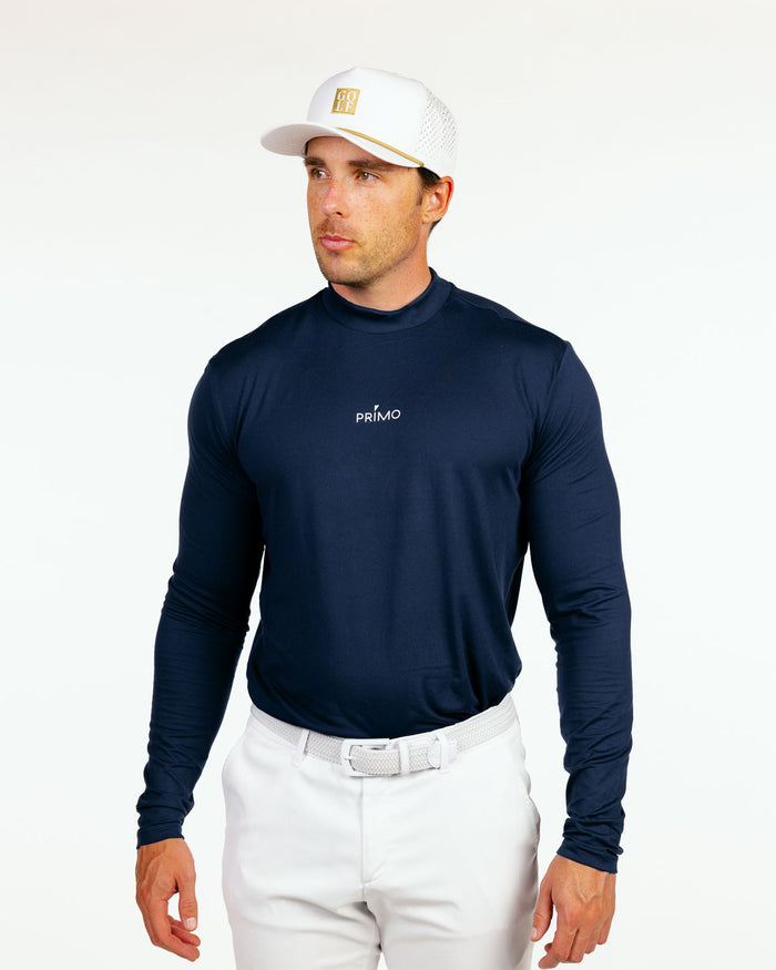 Navy Mock Neck Long Sleeve
