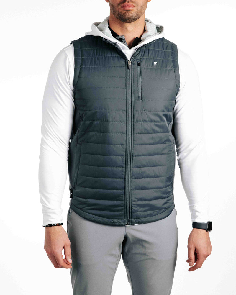 The Primo Golf Dark Gray Vest with hoodie
