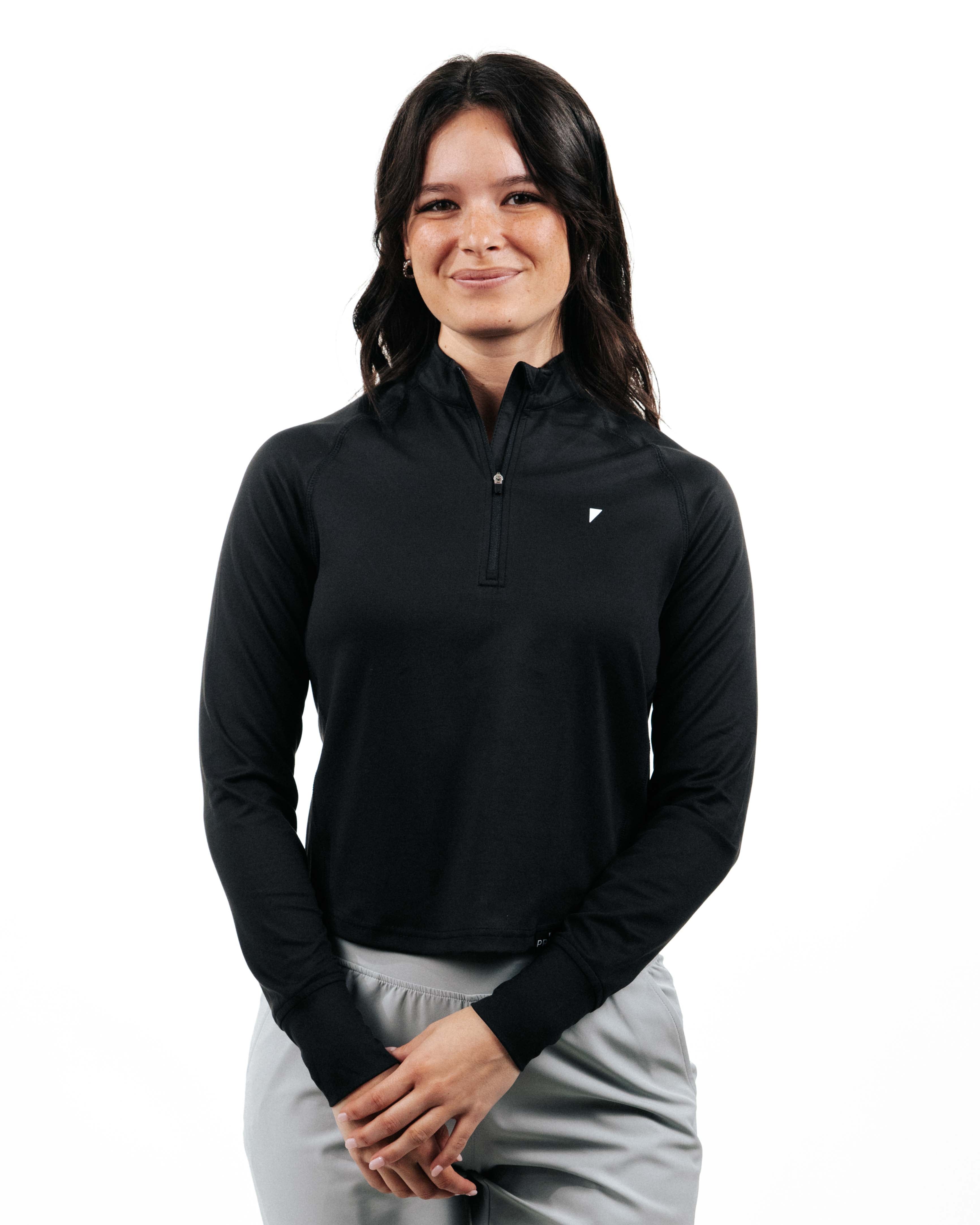 PING カシミヤ100% サイドリブクルーネックプルオーバー（BLK／L） Women's Black Crop Quarterzip – Primo Golf Apparel