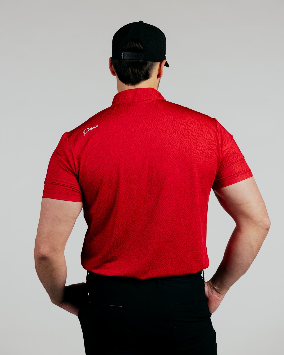 Red Maze Cursive Blade Polo