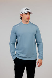 Stone Blue Cursive Golf Crew Neck