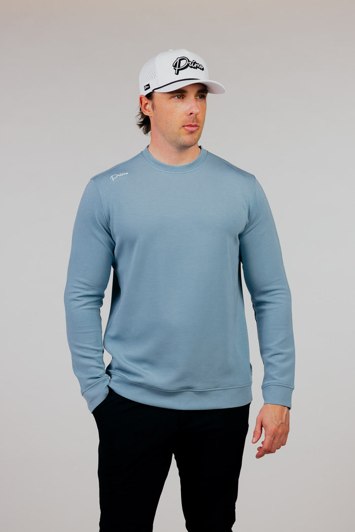Stone Blue Cursive Golf Crew Neck