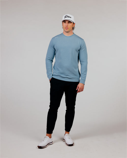 Stone Blue Cursive Golf Crew Neck
