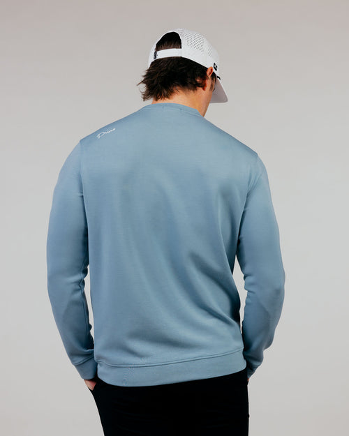 Stone Blue Cursive Golf Crew Neck