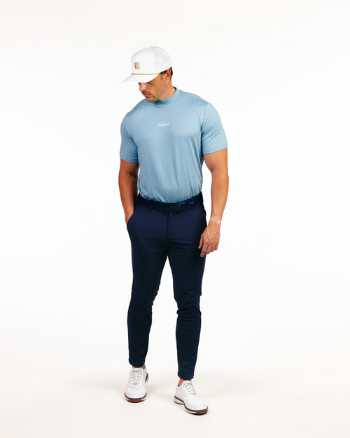 Stone Blue Mock Neck Tee
