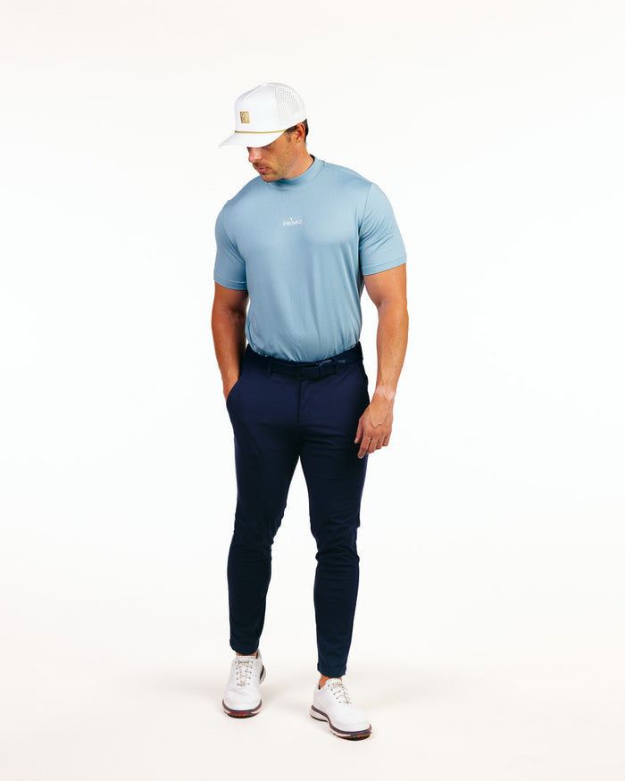 Stone Blue Mock Neck Tee