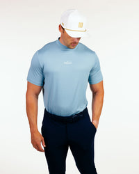 Stone Blue Mock Neck Tee