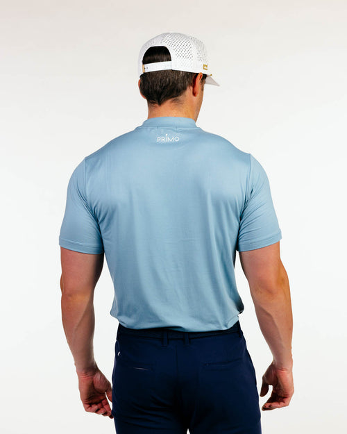 Stone Blue Mock Neck Tee