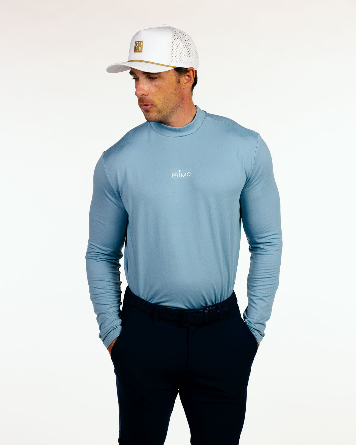 Stone Blue Mock Neck Long Sleeve