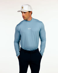 Stone Blue Mock Neck Long Sleeve