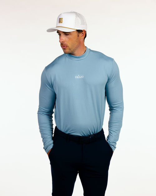 Stone Blue Mock Neck Long Sleeve