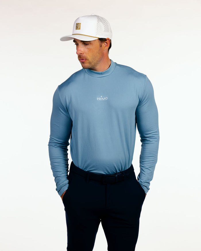 Primo Long Sleeve Mock Neck Tee - Stone Blue