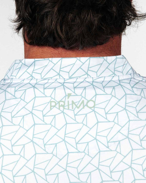 Teal Geometric Blade Polo