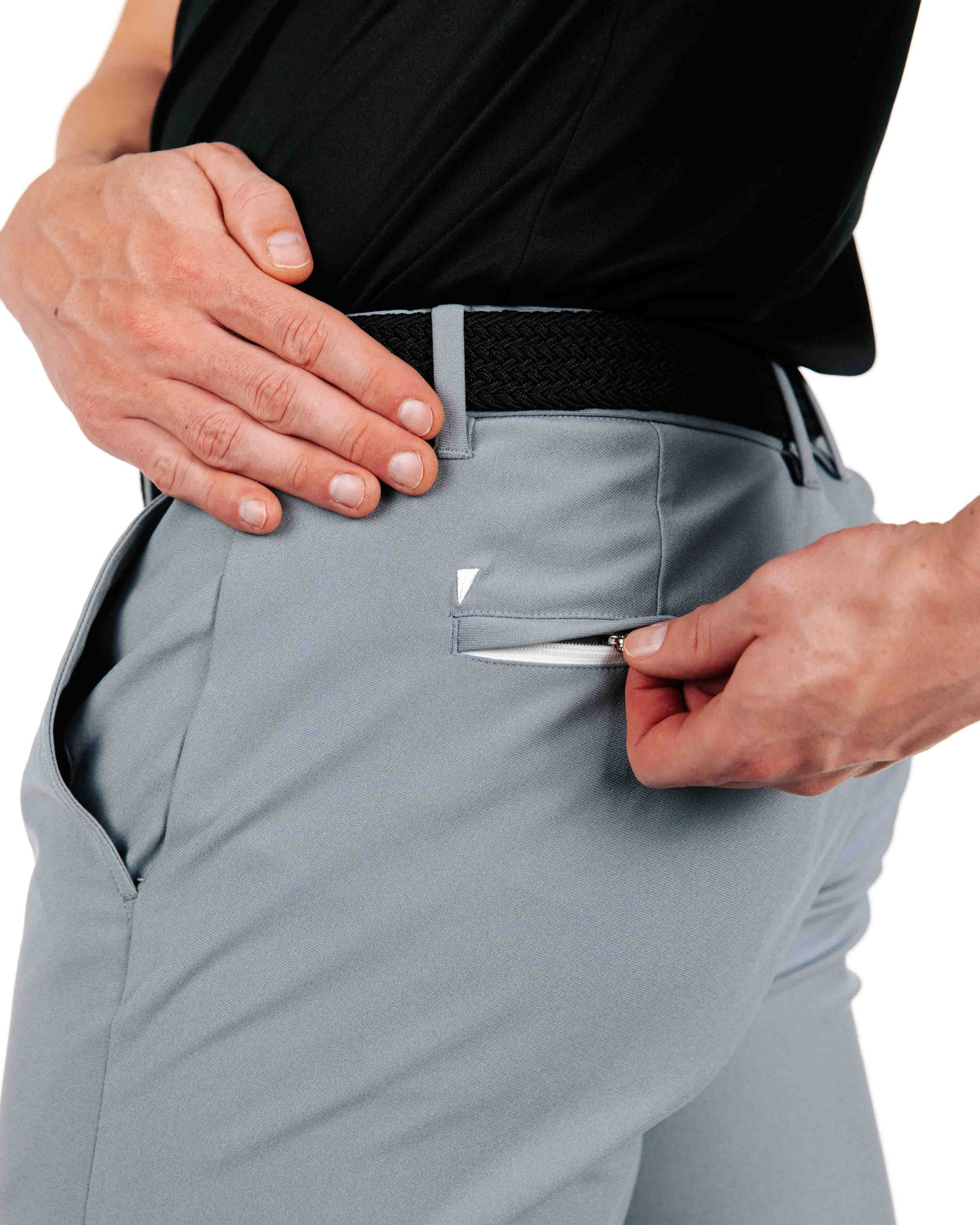 Primo Golf Traditional Pant - Light Gray back pocket Zipper
