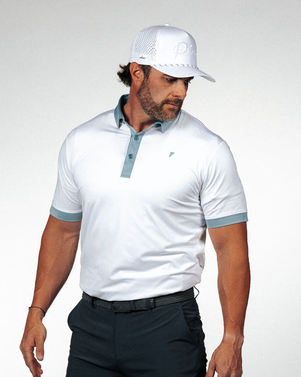 Classic Polo - White/Storm Blue Two Tone