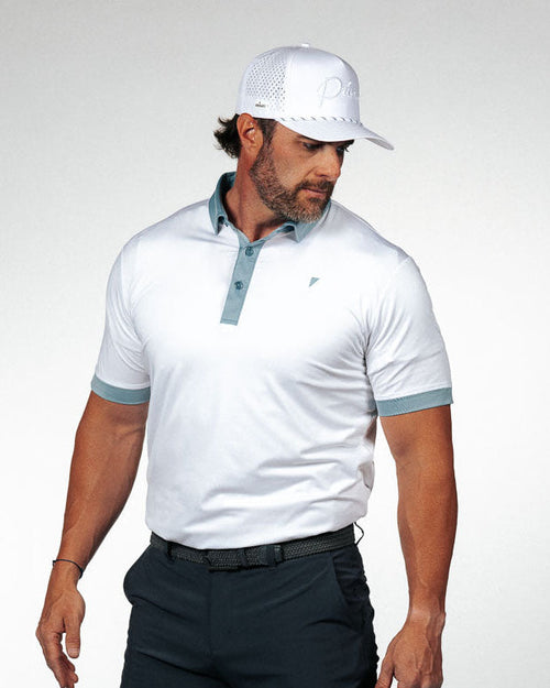 Classic Polo - White/Storm Blue Two Tone