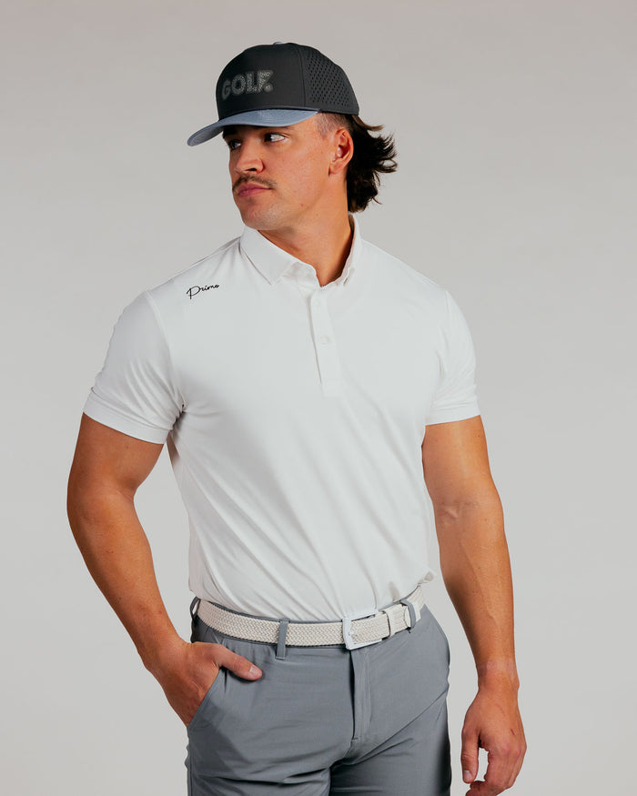 White Cursive Classic Polo