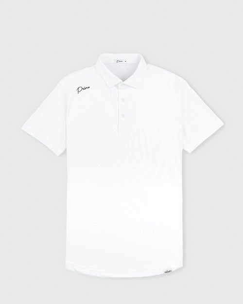 White Cursive Classic Polo